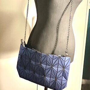Geometric, Electric Blue, Metallic, Matte Crossbody Handbag with Chain Strap